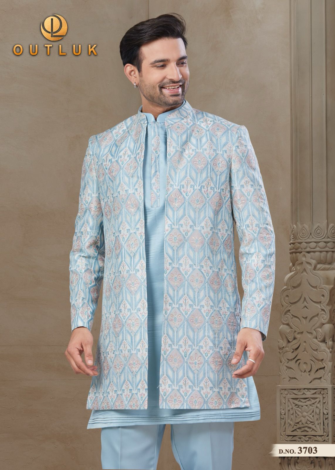 3703 Wedding Collection Vol 37 Outluk Jacket Mens Kurta Pyjama