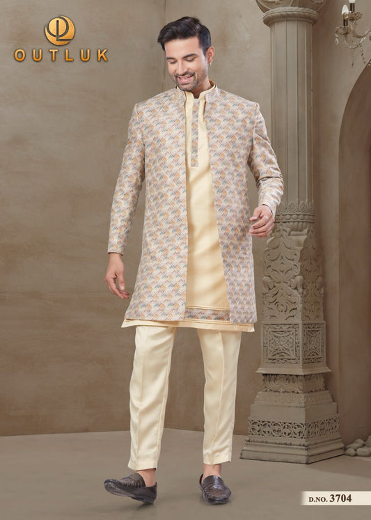 3704 Wedding Collection Vol 37 Outluk Jacket Mens Kurta Pyjama