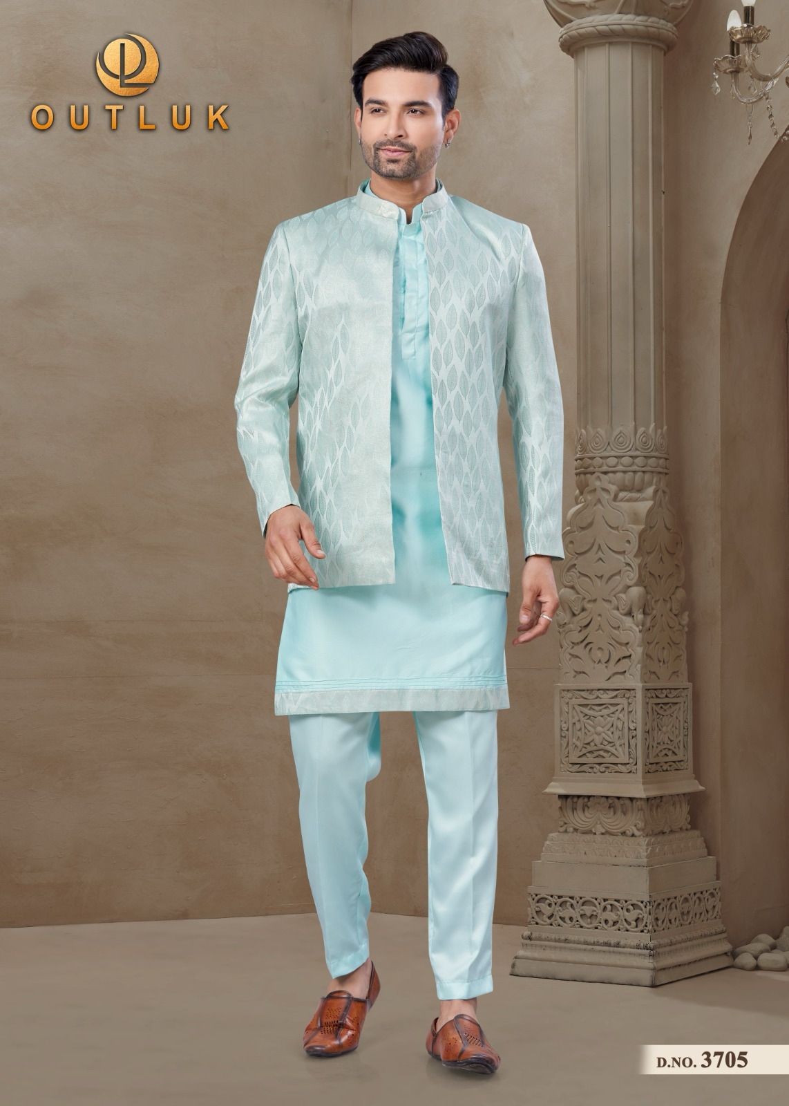 3705 Wedding Collection Vol 37 Outluk Jacket Mens Kurta Pyjama