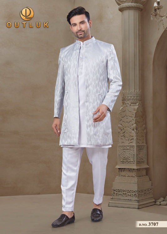 3707 Wedding Collection Vol 37 Outluk Jacket Mens Kurta Pyjama