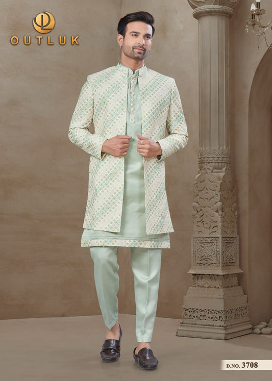 3708 Wedding Collection Vol 37 Outluk Jacket Mens Kurta Pyjama