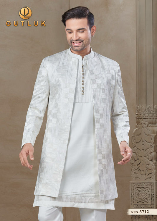 3712 Wedding Collection Vol 37 Outluk Jacket Mens Kurta Pyjama