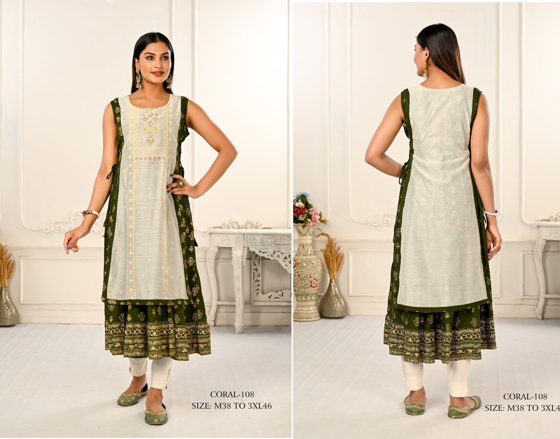 108 Coral Jivora Kurti