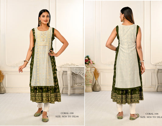 108 Coral Jivora Kurti