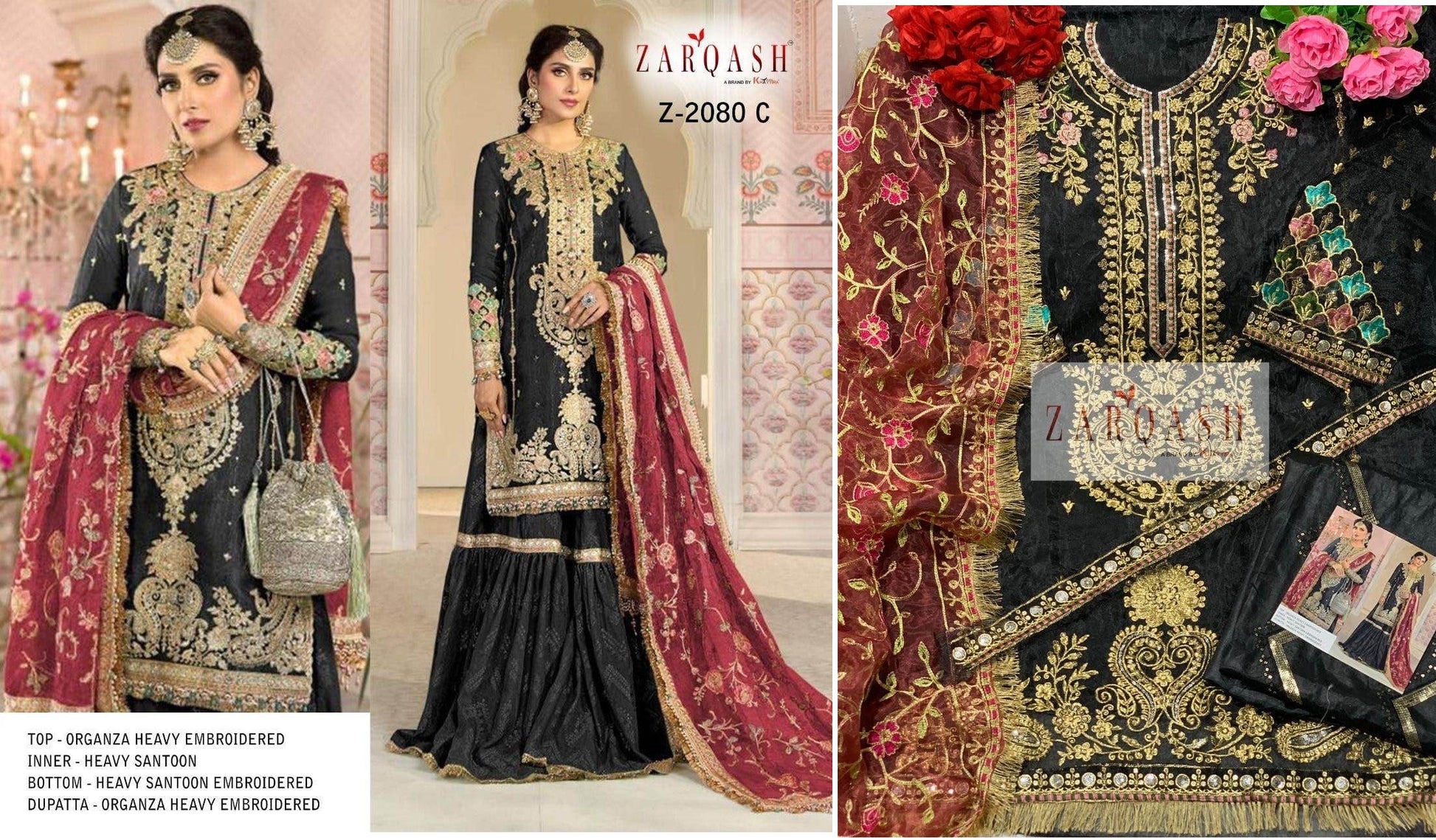 Z-2080C Zarqash Pakistani Salwar Suits