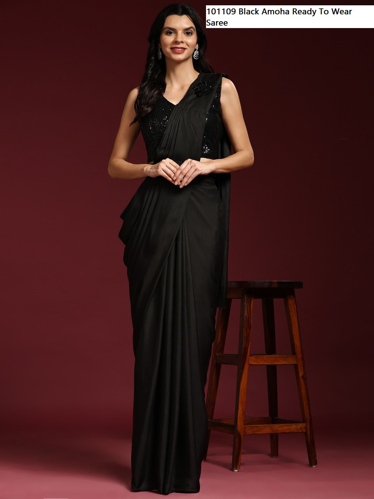 101109 Black Amoha Ready To Wear Saree