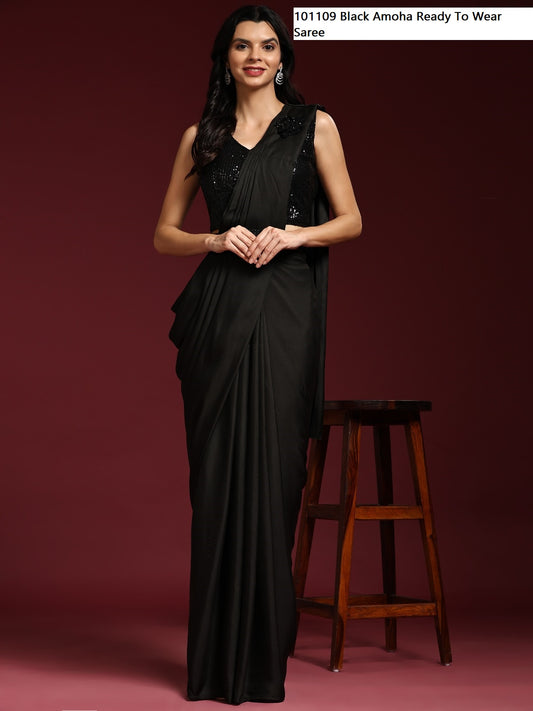 101109 Black Amoha Ready To Wear Saree
