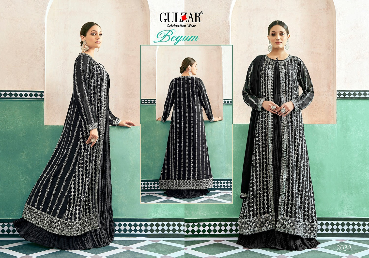 2032 Begum Gulzar Gown Dupatta Set