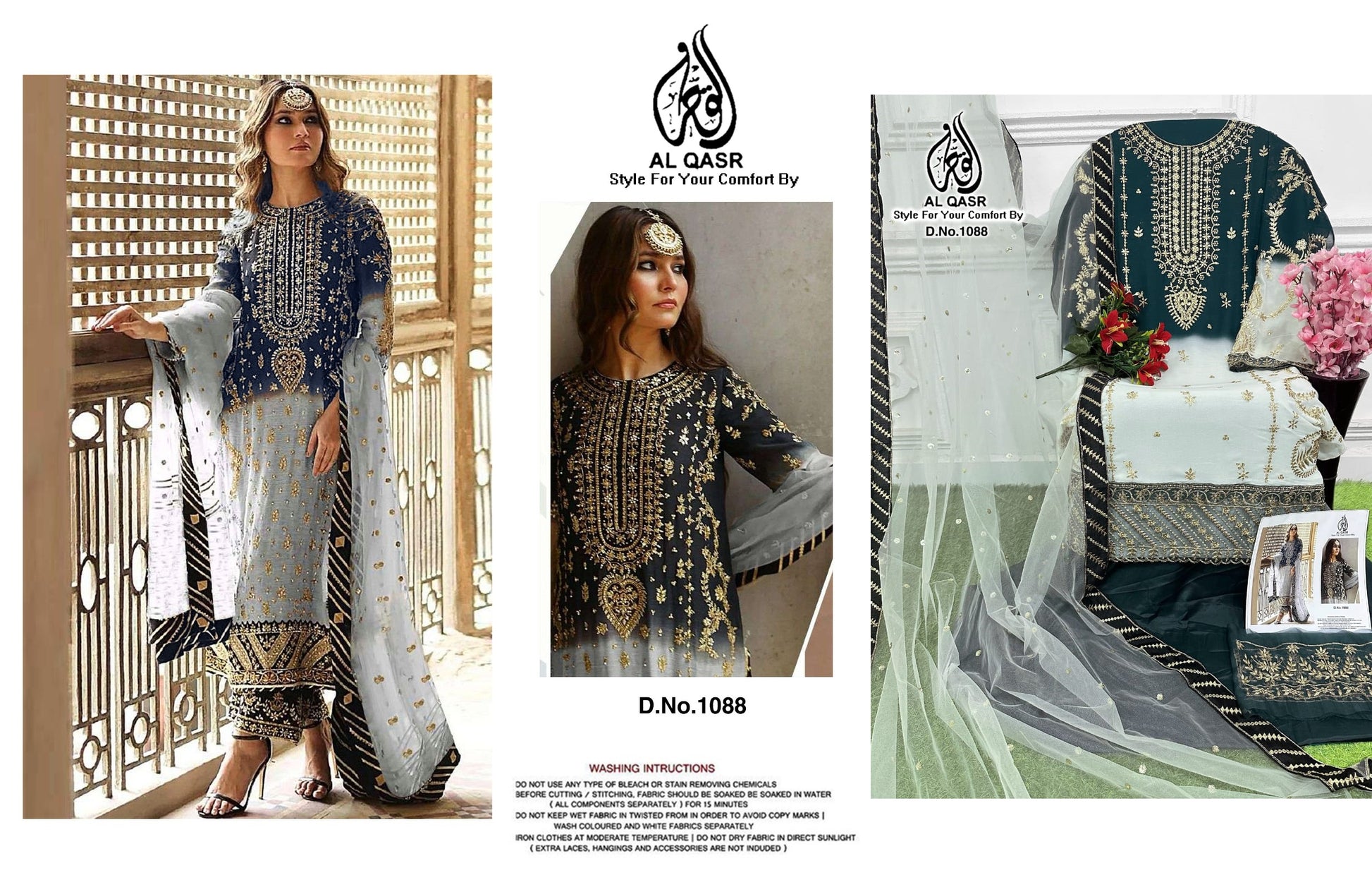 1088 Blue Al Qasr Pakistani Salwar Suits