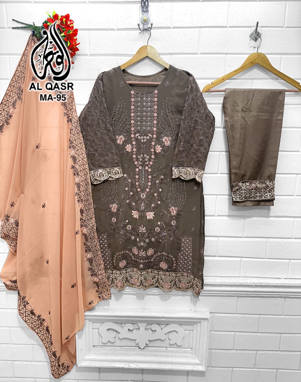Ma-95Brown Al Qasr Pakistani Readymade Suits