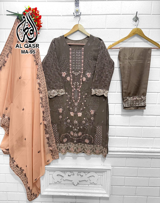 Ma-95Brown Al Qasr Pakistani Readymade Suits