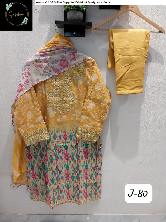 Jazmin Vol 80 Yellow Sapphire Pakistani Readymade Suits