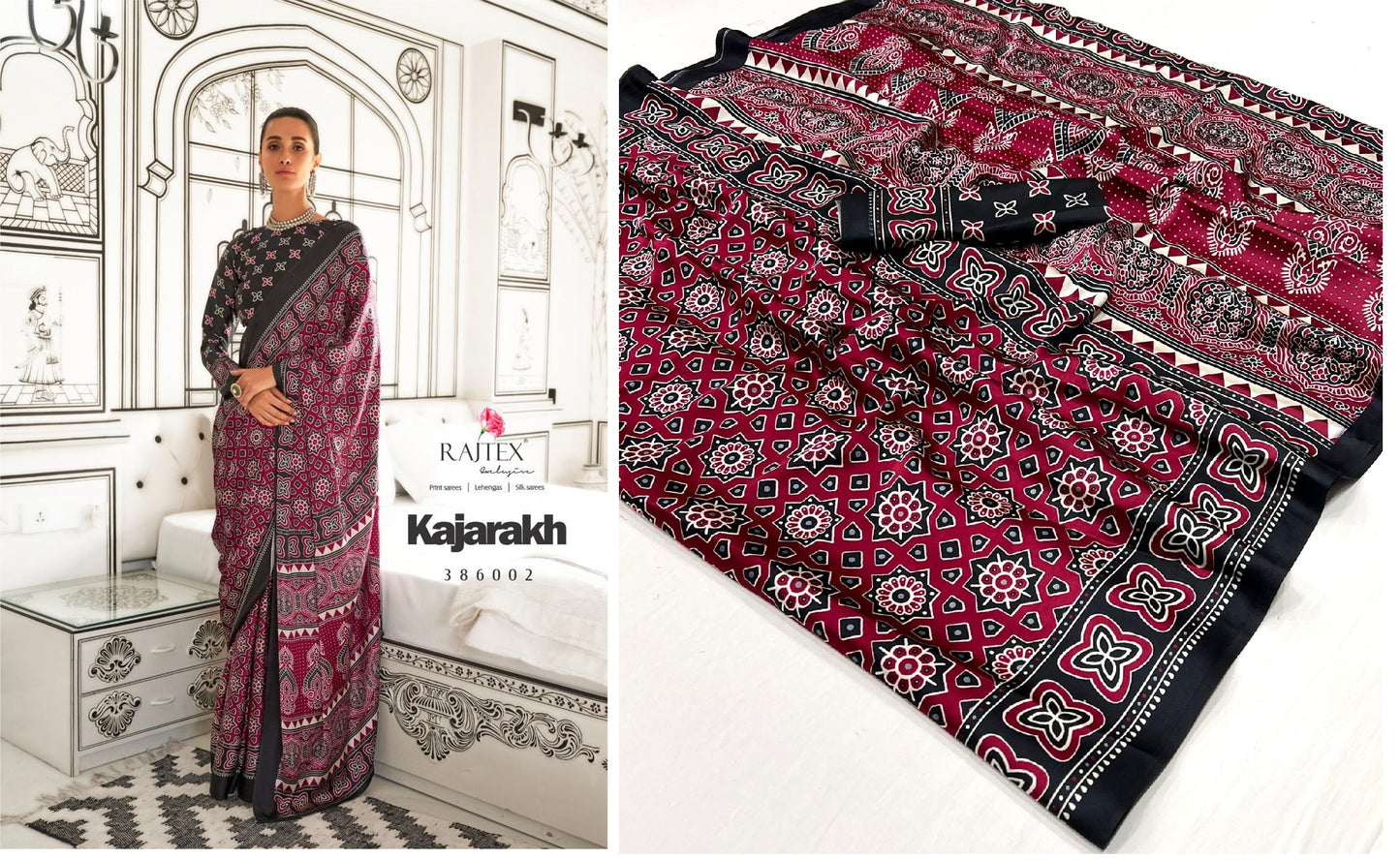 386002 Kajarakh Rajtex Sarees