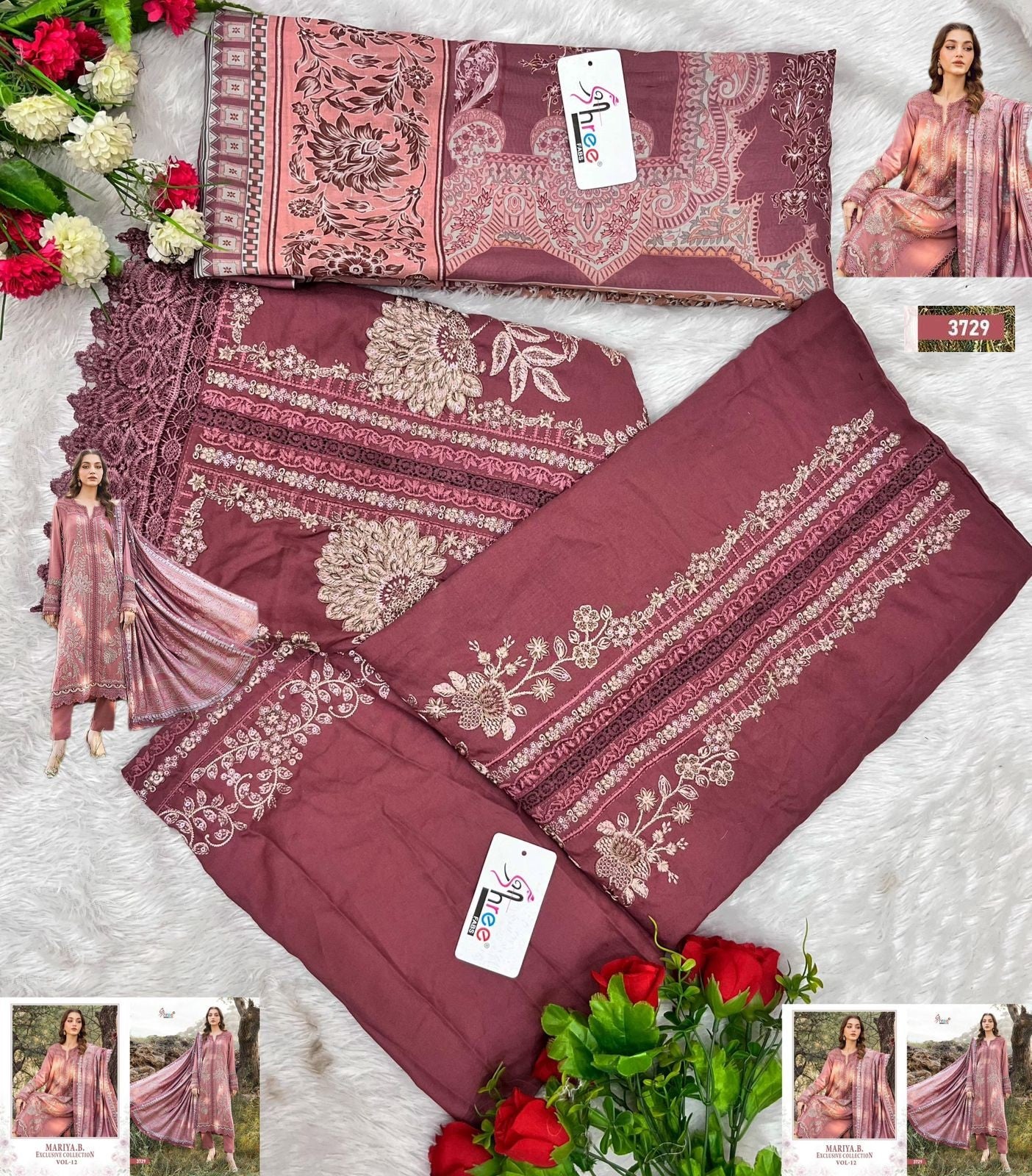 3729 Mariya B Exclusive Collection Vol 12 Shree Fabs Heavy Rayon Pakistani Salwar Suits