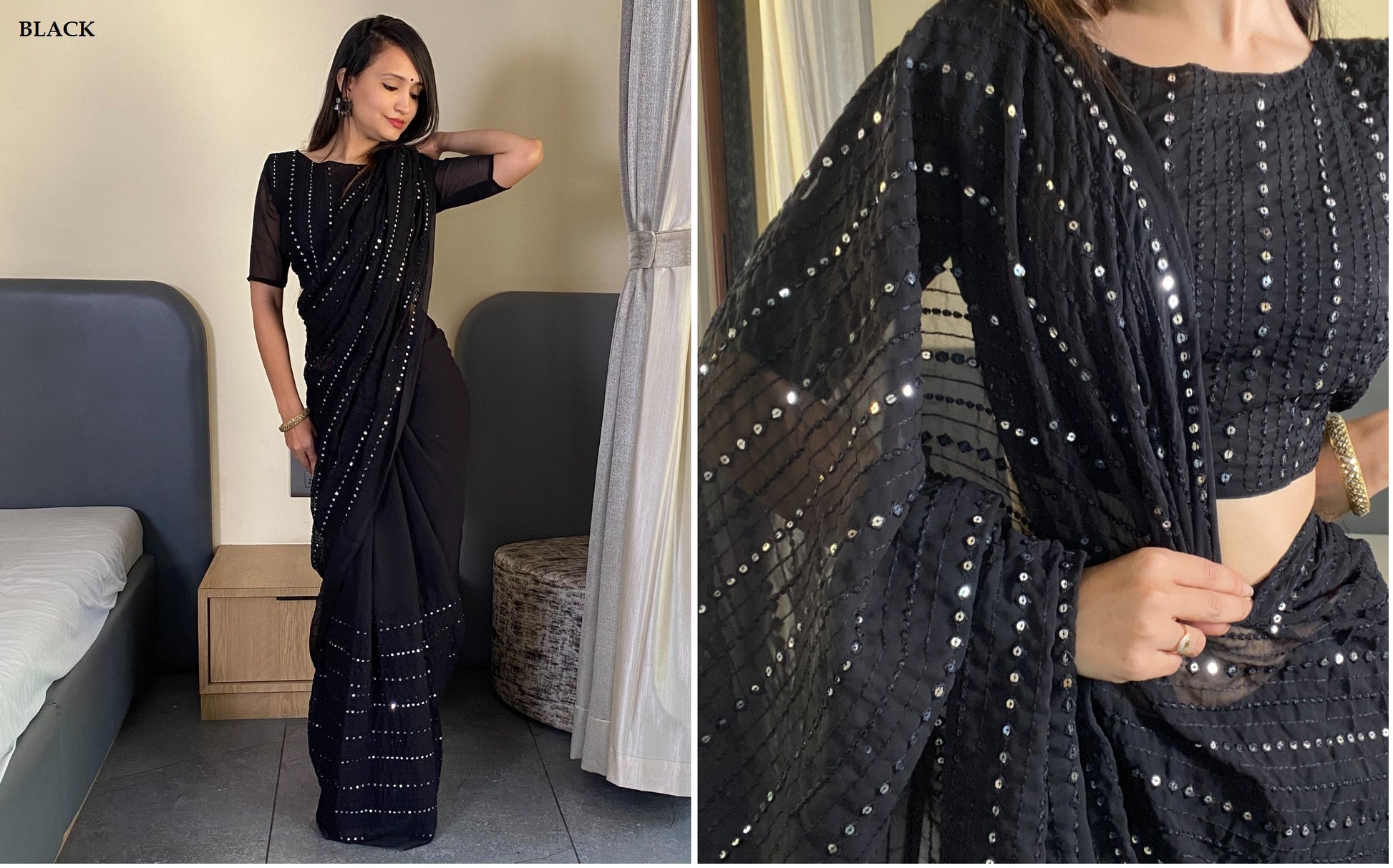 Suman Black Bt Sarees