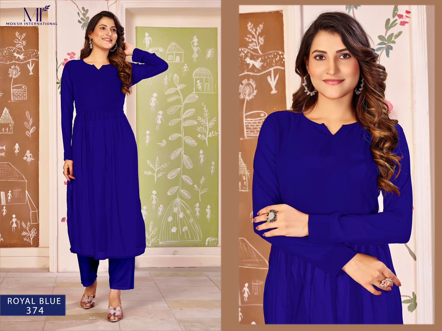 374 Royal Blue Kasturi Vol 1 Moksh Georgette Kurti