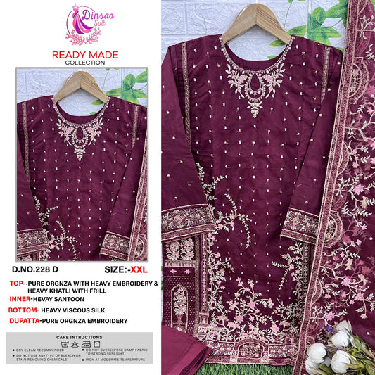 228-D Dinsaa Suit Pakistani Readymade Suits