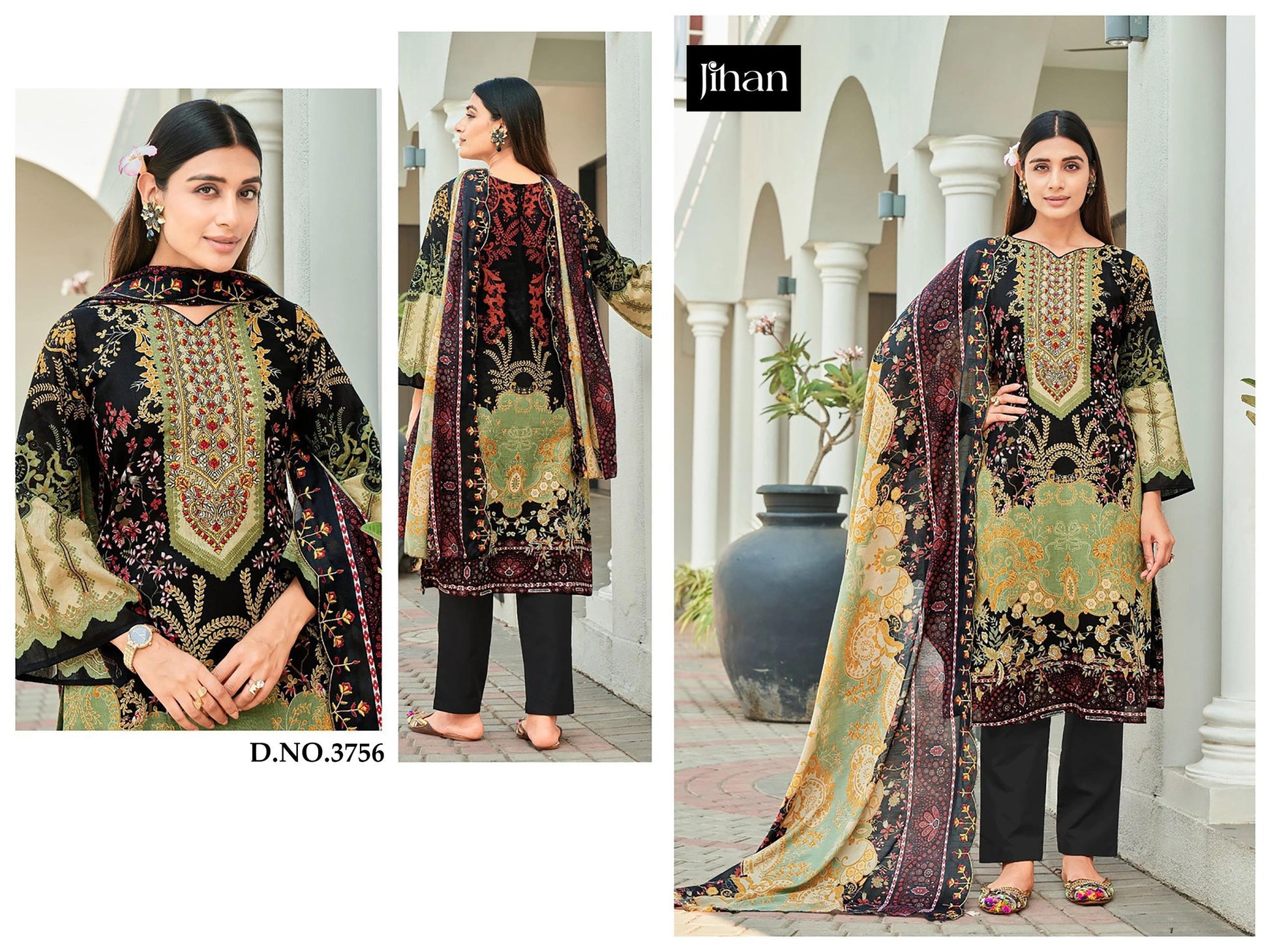 3756 Jihan Embroidery Pakistani Salwar Suits