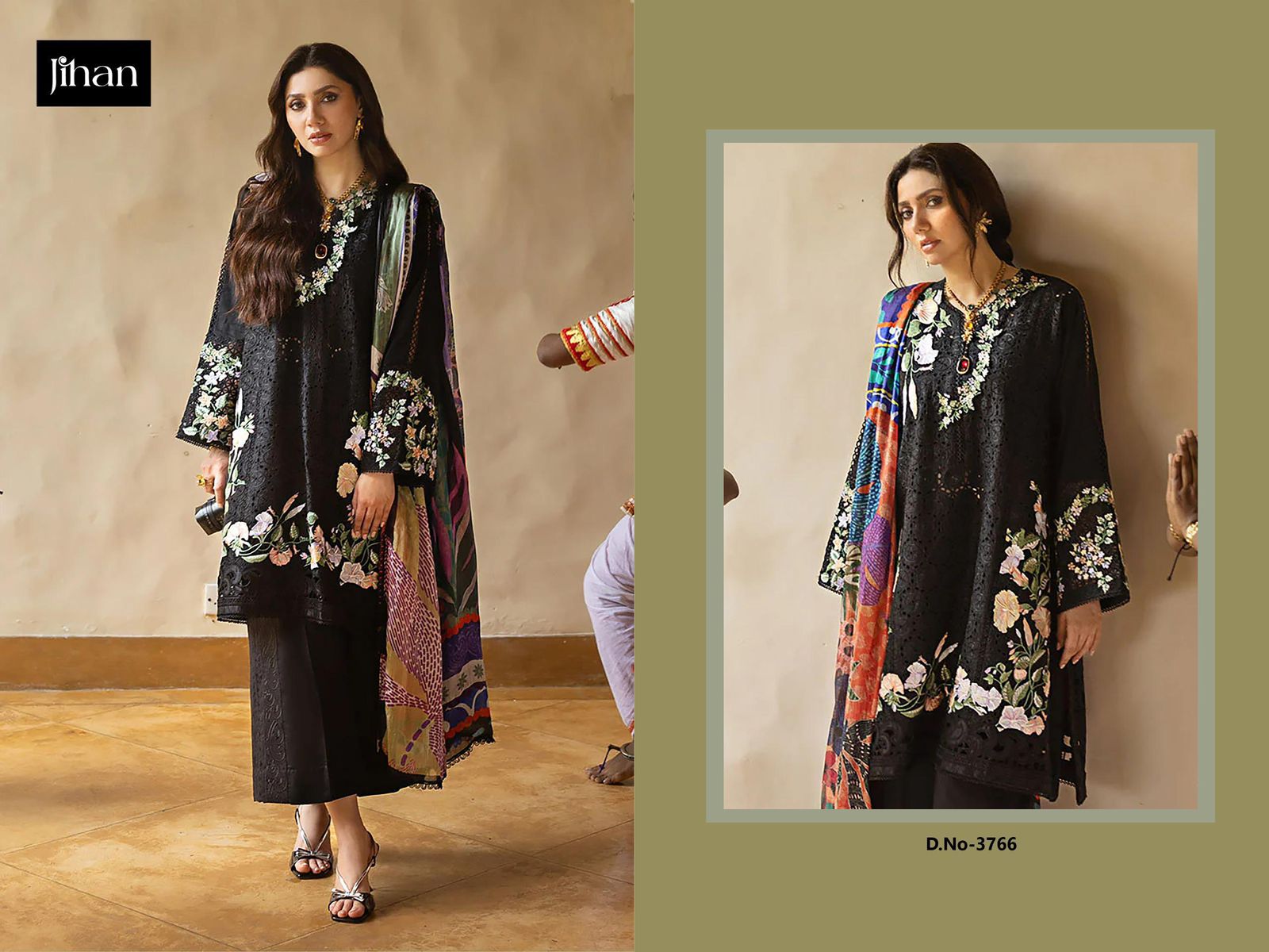 3766 Black Jihan Embroidery Pakistani Salwar Suits