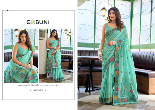 3802 Suman Gobuni Linen Jacquard Sarees