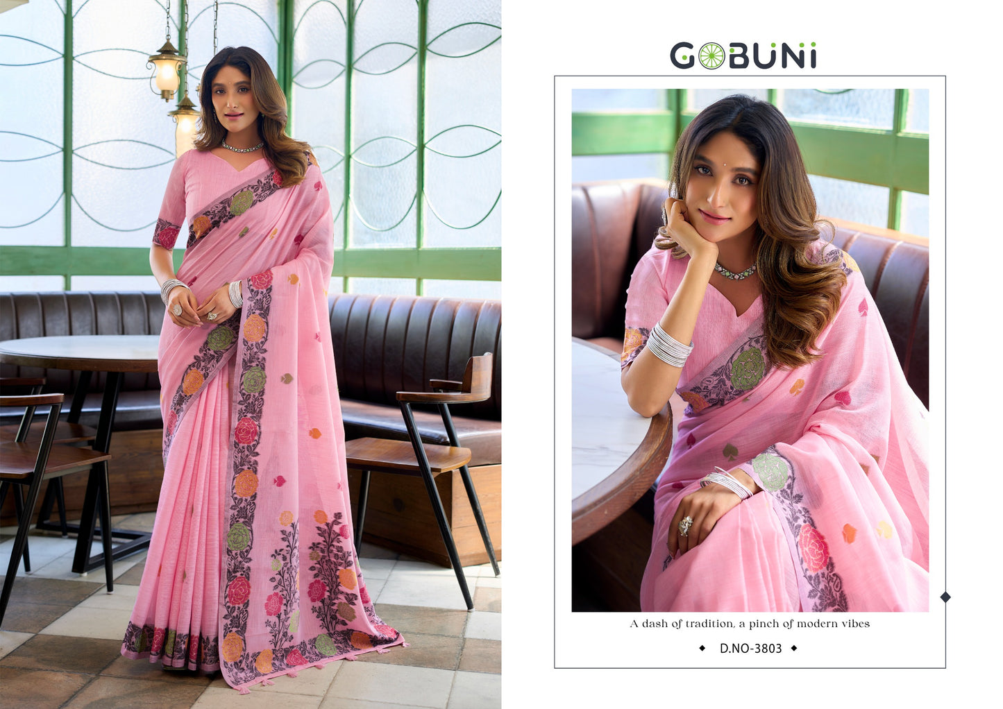 3803 Suman Gobuni Linen Jacquard Sarees