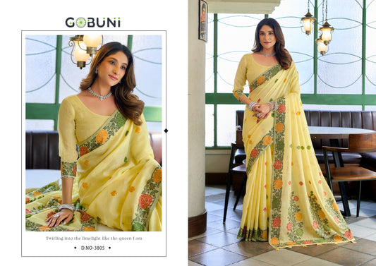 3805 Suman Gobuni Linen Jacquard Sarees