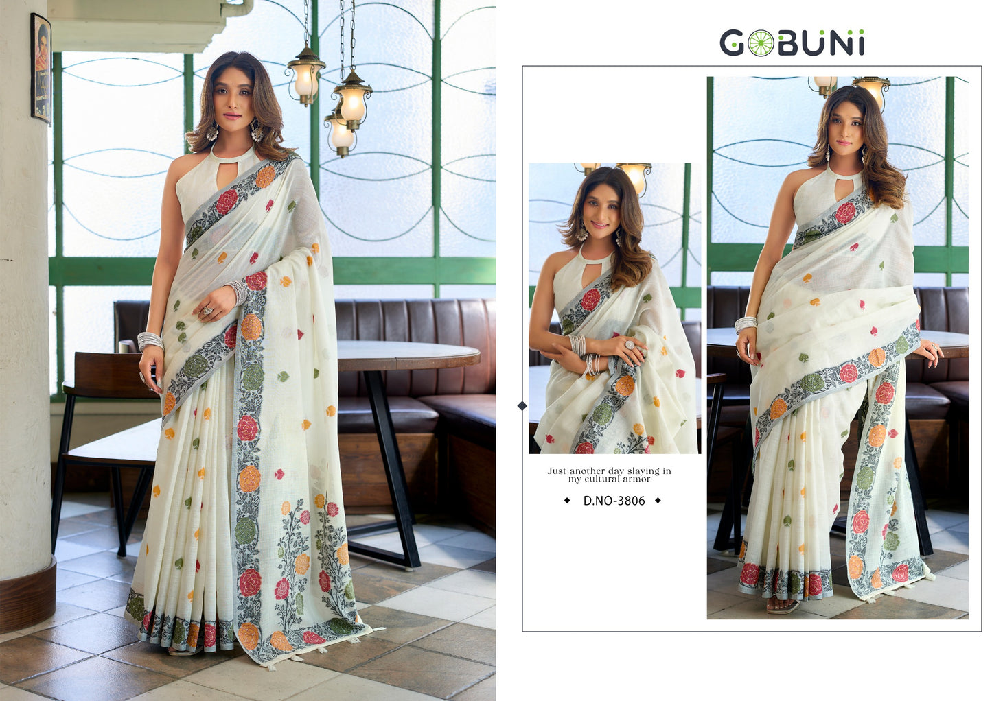 3806 Suman Gobuni Linen Jacquard Sarees