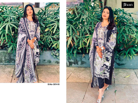 3814 B Jihan Printed Pakistani Patch Suits