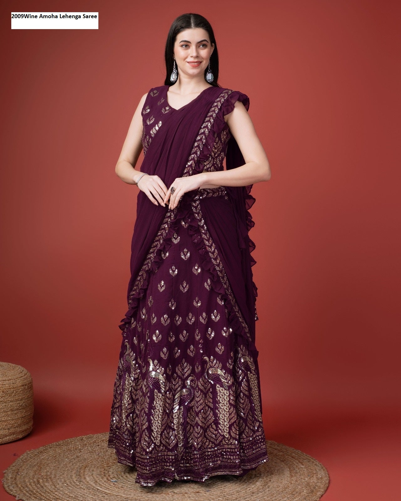 2009Wine Amoha Lehenga Saree