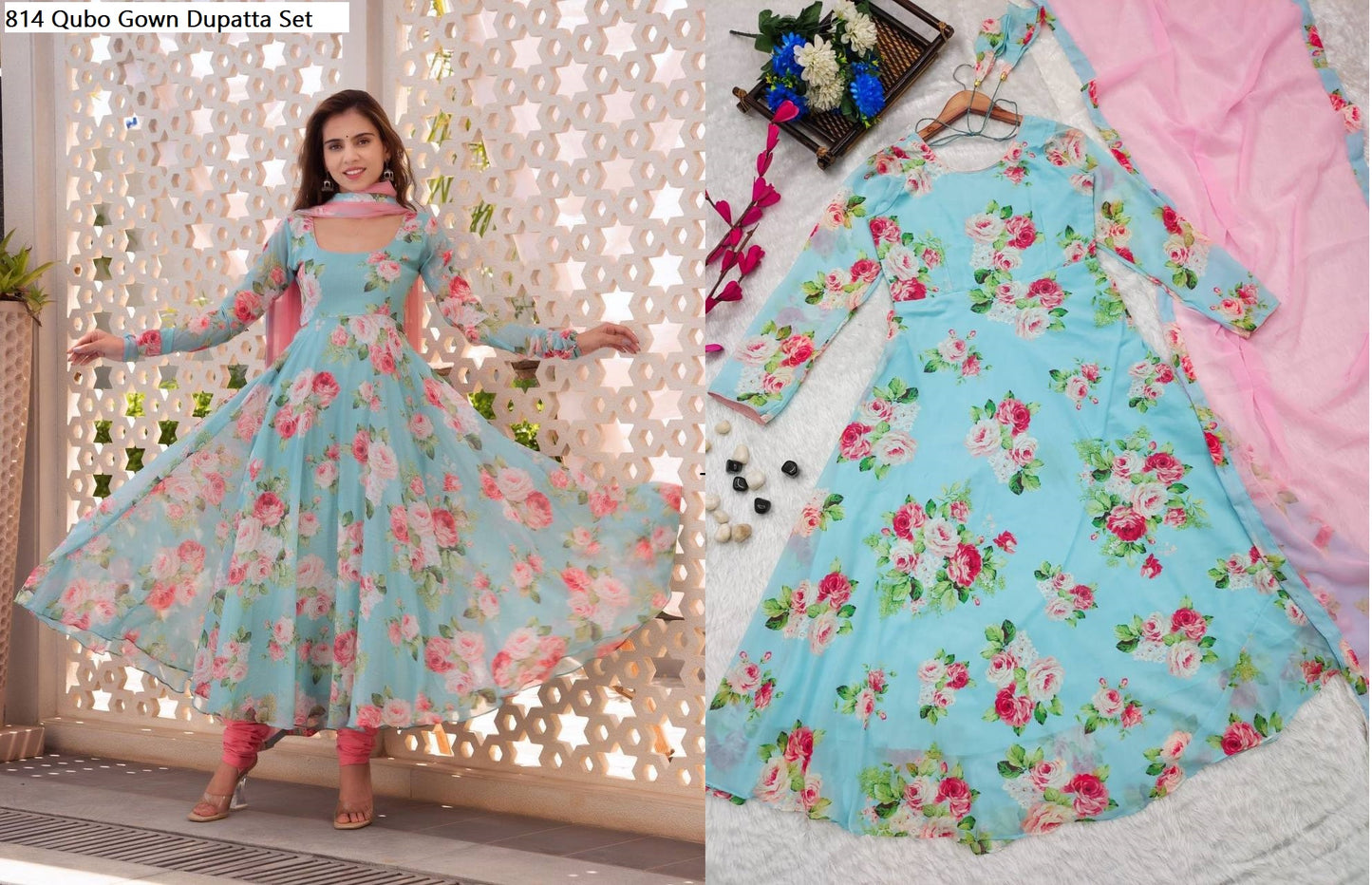 814 Qubo Gown Dupatta Set