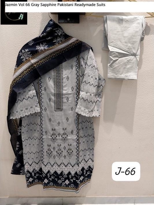 Jazmin Vol 66 Gray Sapphire Pakistani Readymade Suits