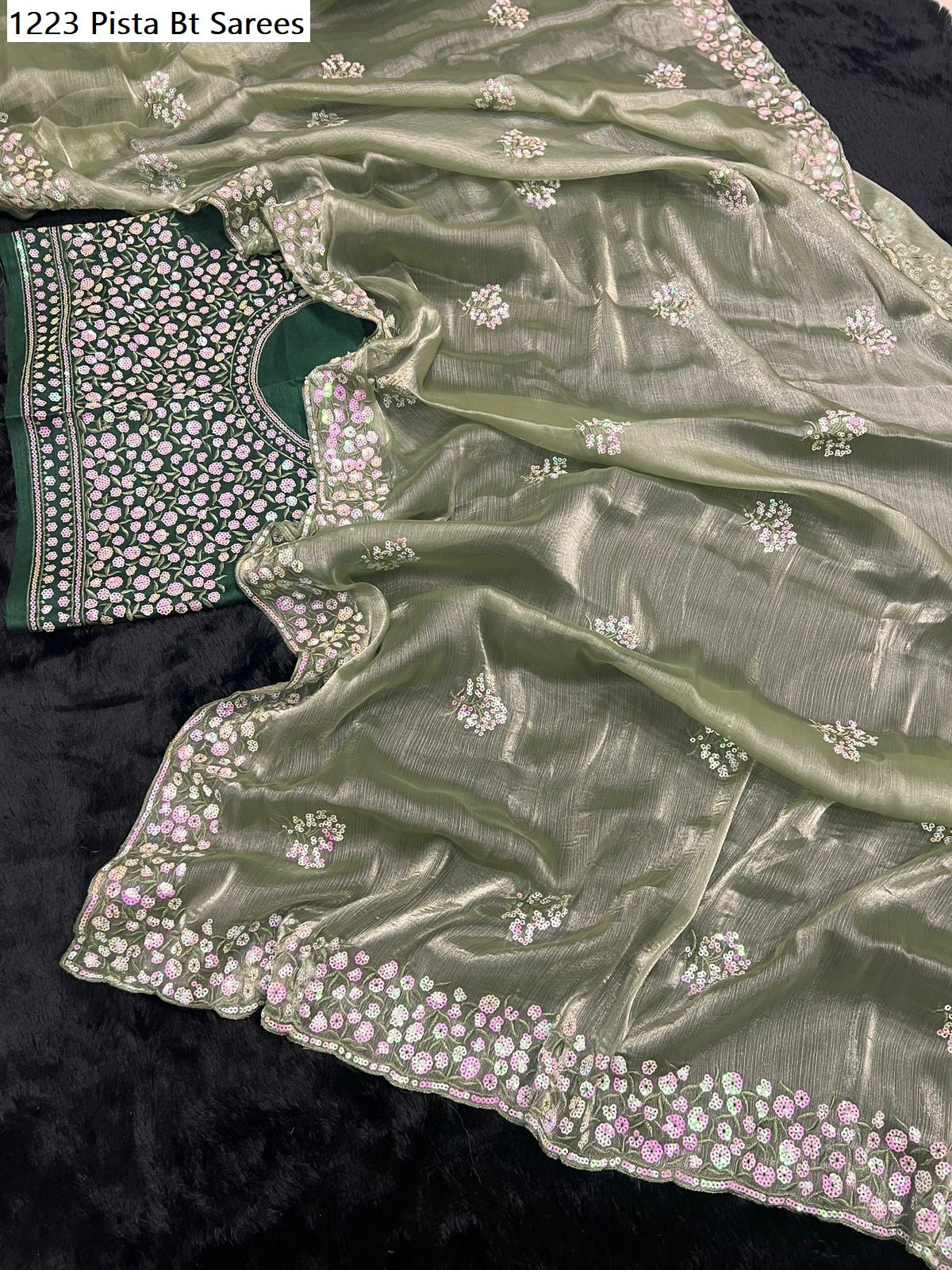 1223 Pista Bt Sarees