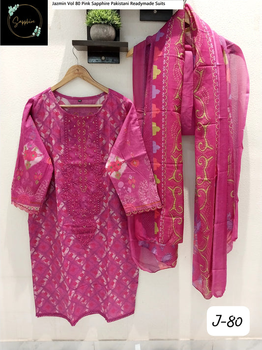 Jazmin Vol 80 Pink Sapphire Pakistani Readymade Suits