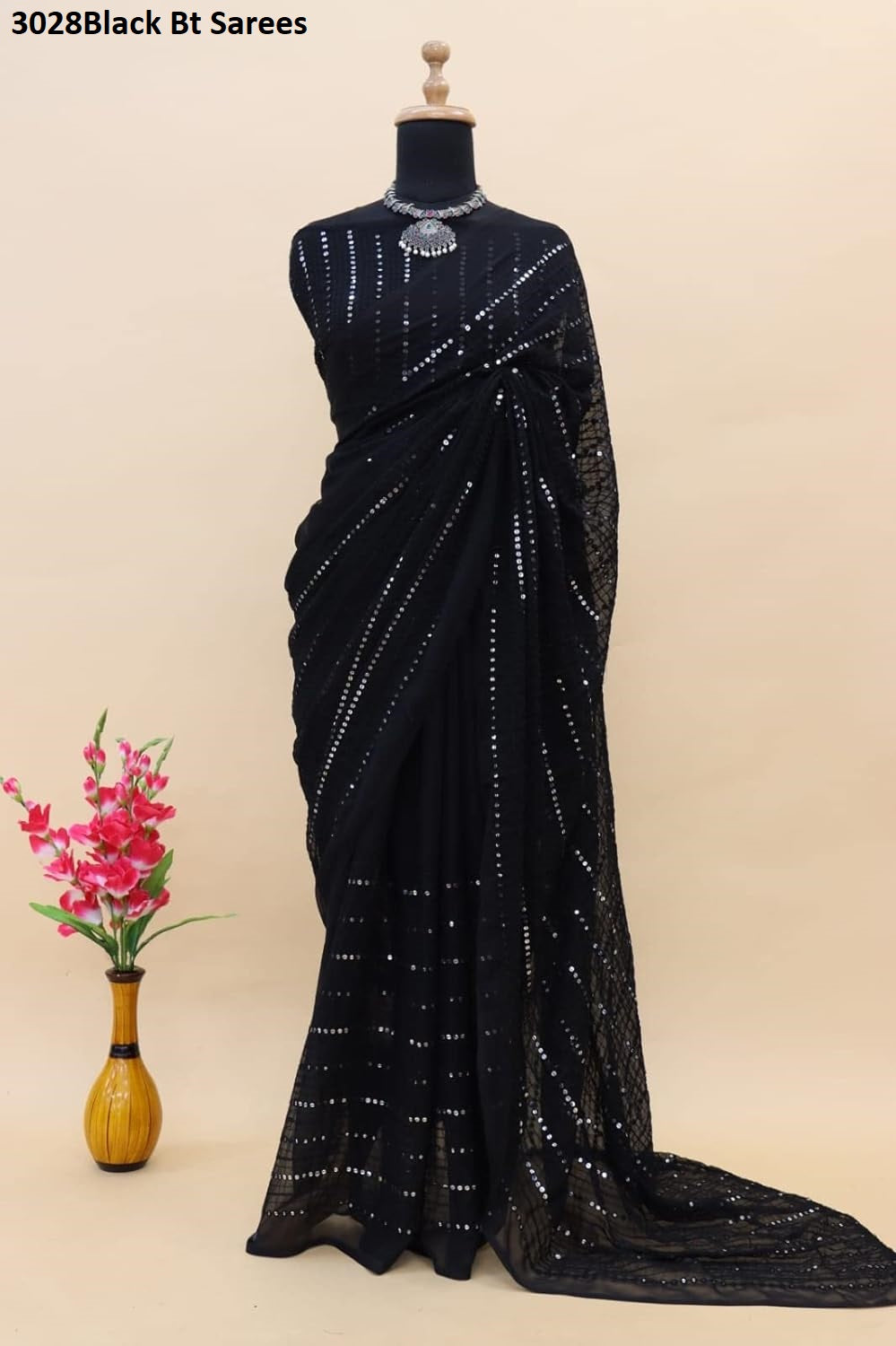 3028Black Bt Sarees
