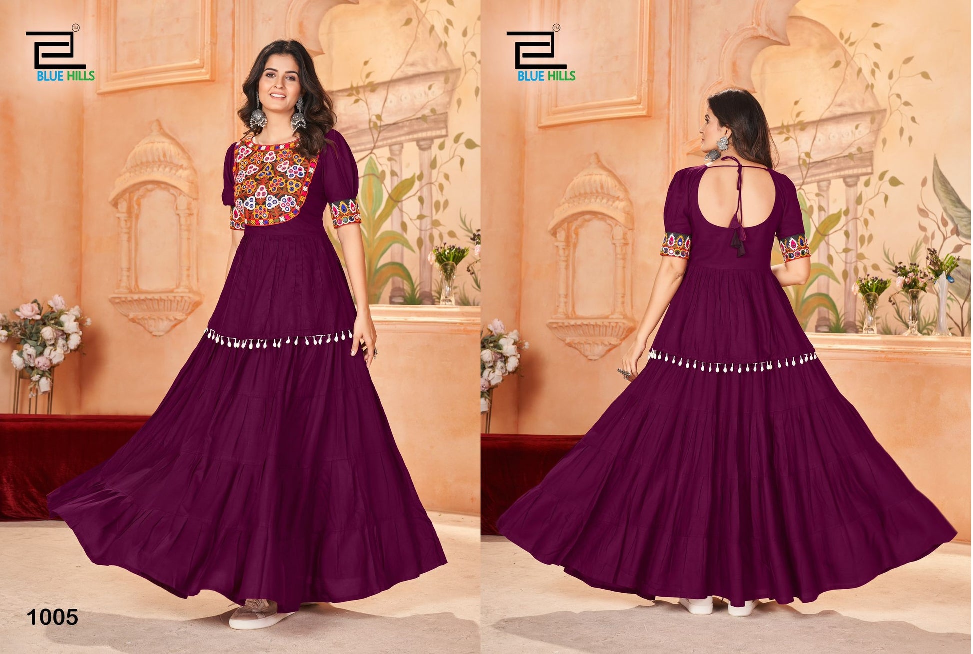 1005 Jhamkudi Bluehills Kurti Skirt Set