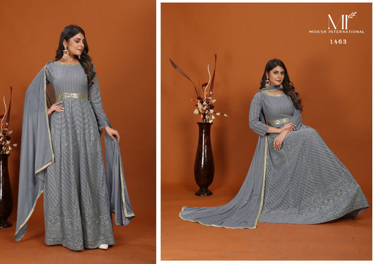 1463 Mahek Vol 1 Moksh Gown Dupatta Set