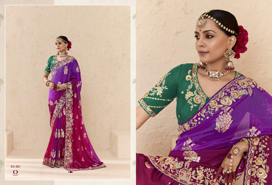 381 Shehnai Sindhuri Kimora Embroidery Sarees