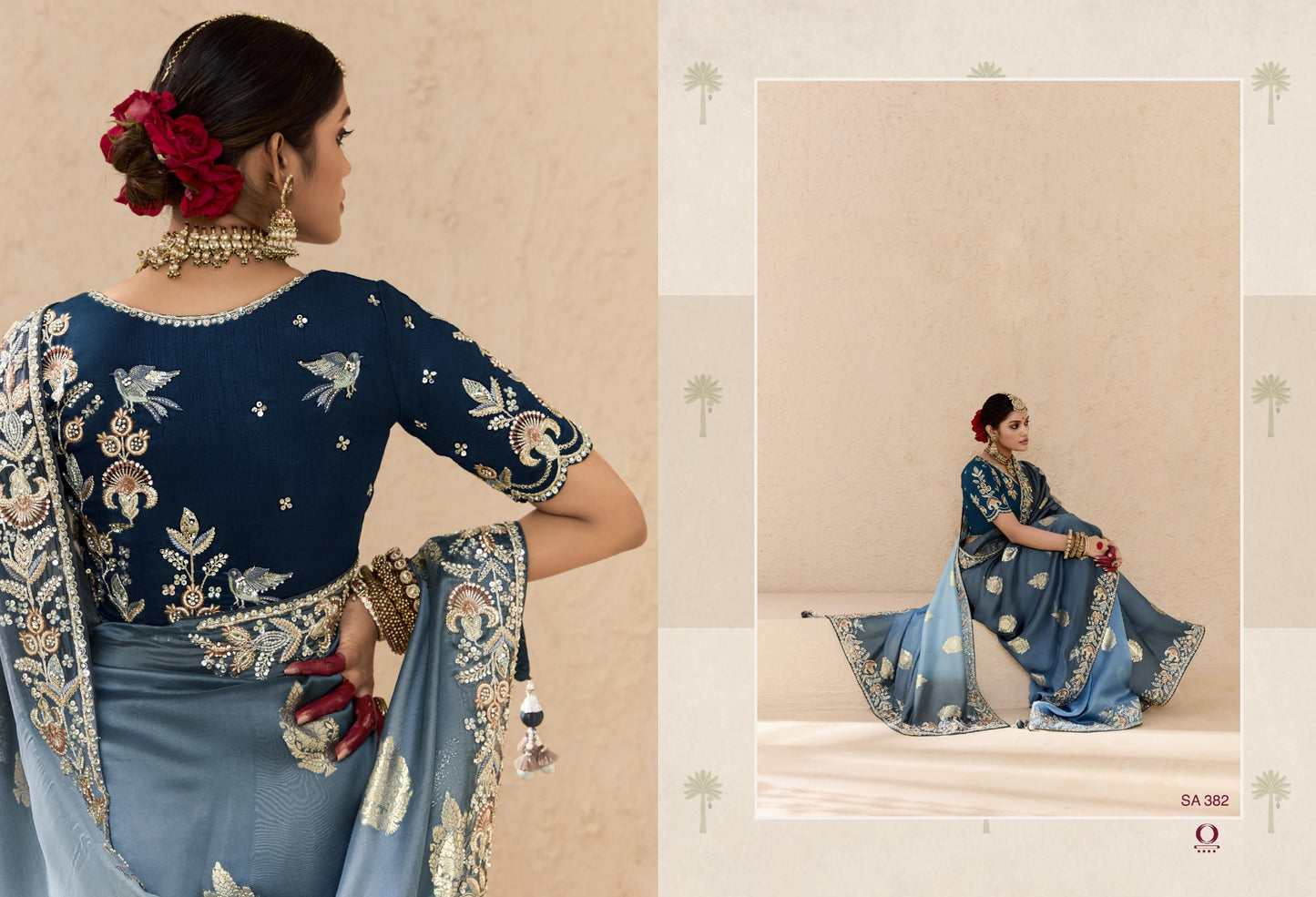 382 Shehnai Sindhuri Kimora Embroidery Sarees