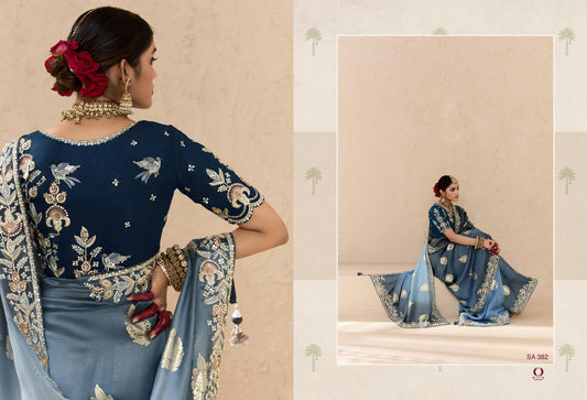 382 Shehnai Sindhuri Kimora Embroidery Sarees