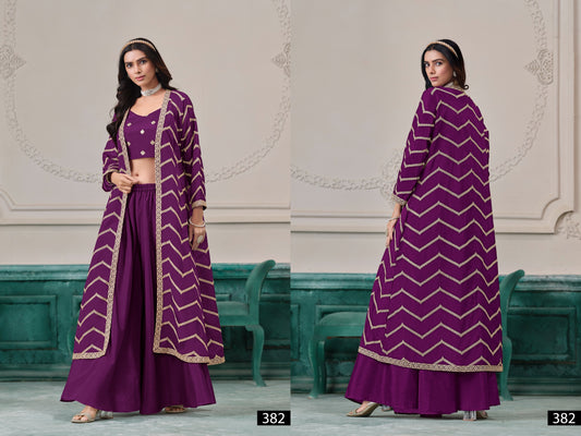 382 Vol 38 Anjubaa Chinon Crop Top Plazzo Set