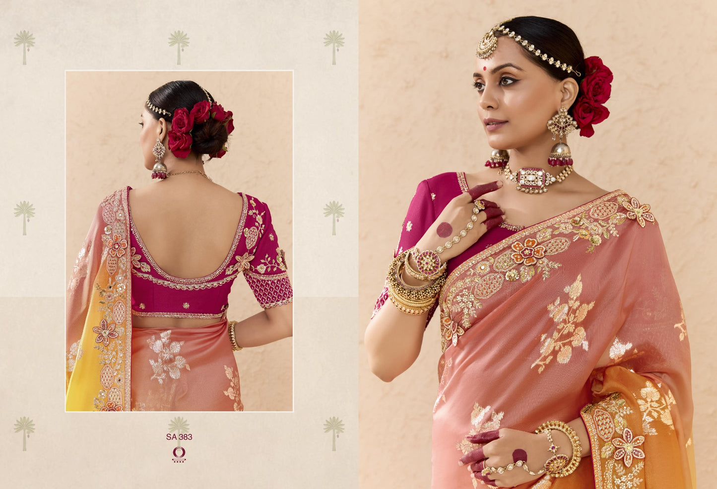 383 Shehnai Sindhuri Kimora Embroidery Sarees