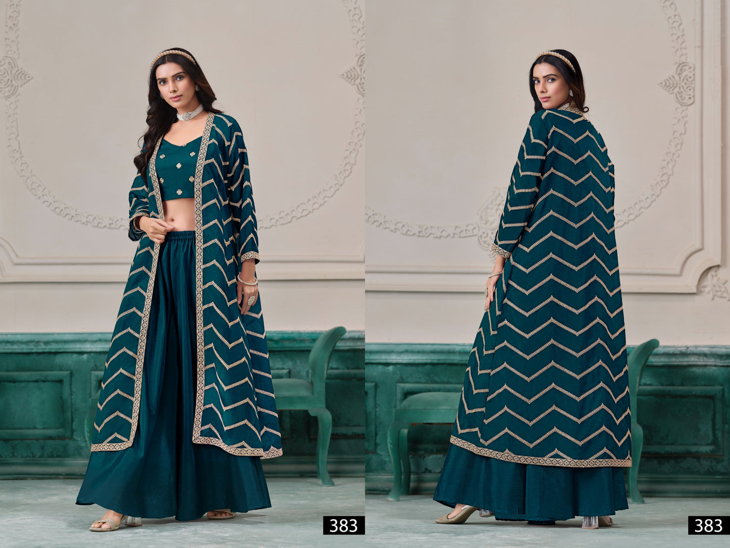 383 Vol 38 Anjubaa Chinon Crop Top Plazzo Set