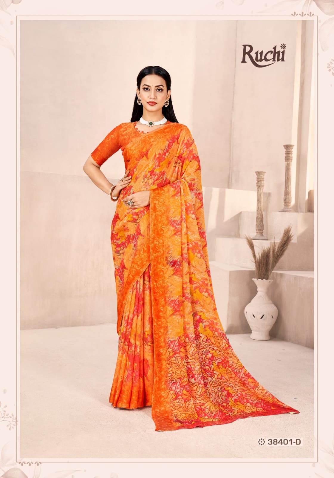 38401D Cherry Vol 41 Ruchi Chiffon Sarees