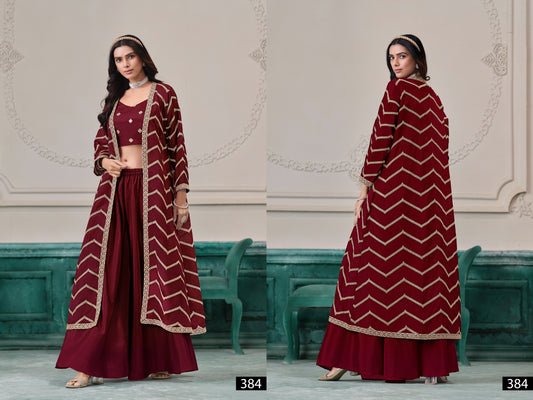 384 Vol 38 Anjubaa Chinon Crop Top Plazzo Set