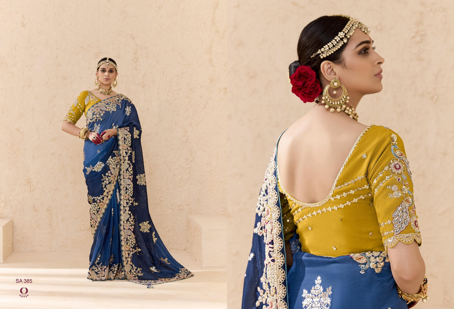 385 Shehnai Sindhuri Kimora Embroidery Sarees