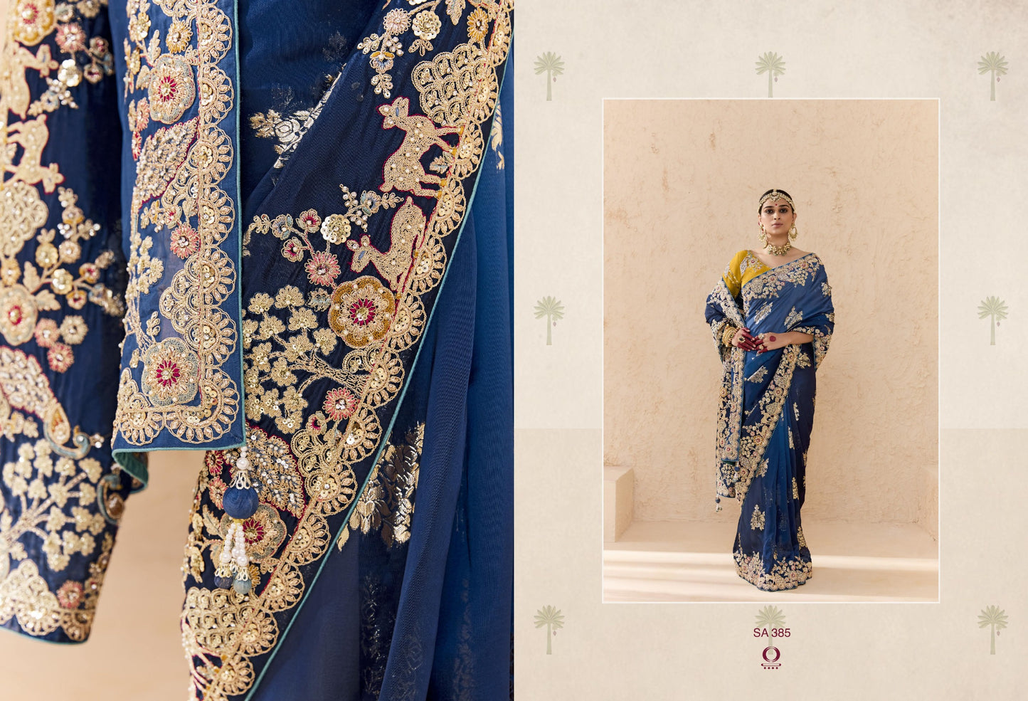 385 Shehnai Sindhuri Kimora Embroidery Sarees