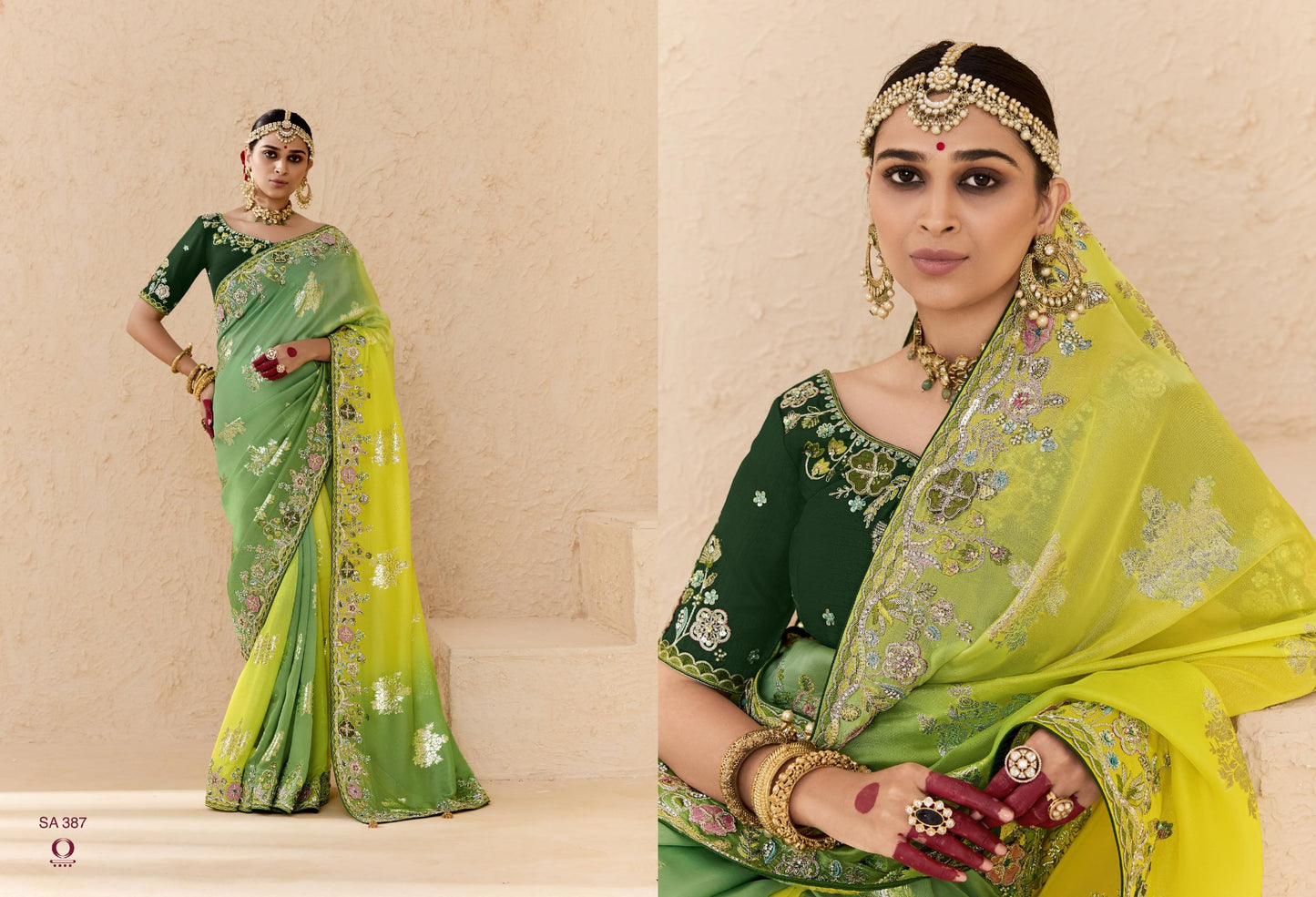 387 Shehnai Sindhuri Kimora Embroidery Sarees