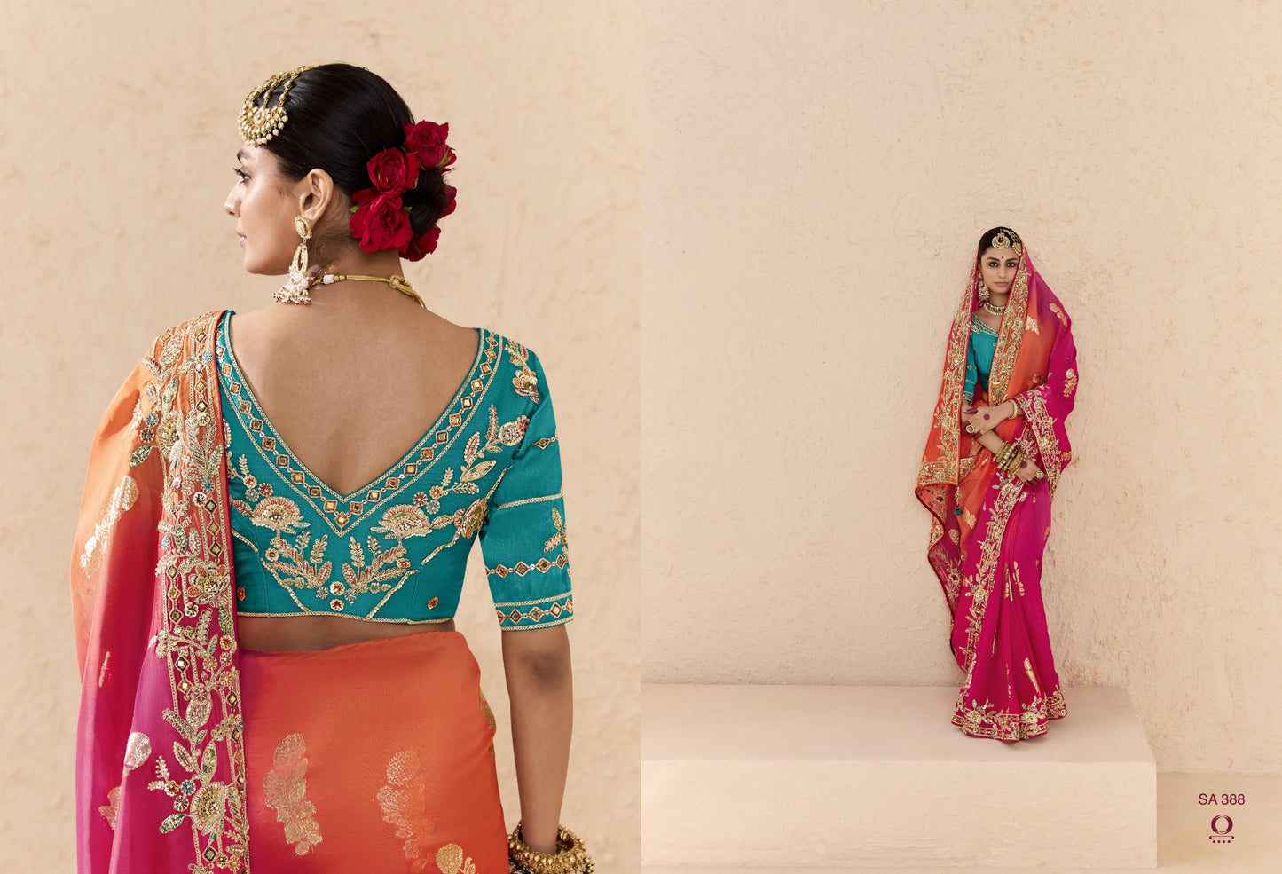 388 Shehnai Sindhuri Kimora Embroidery Sarees