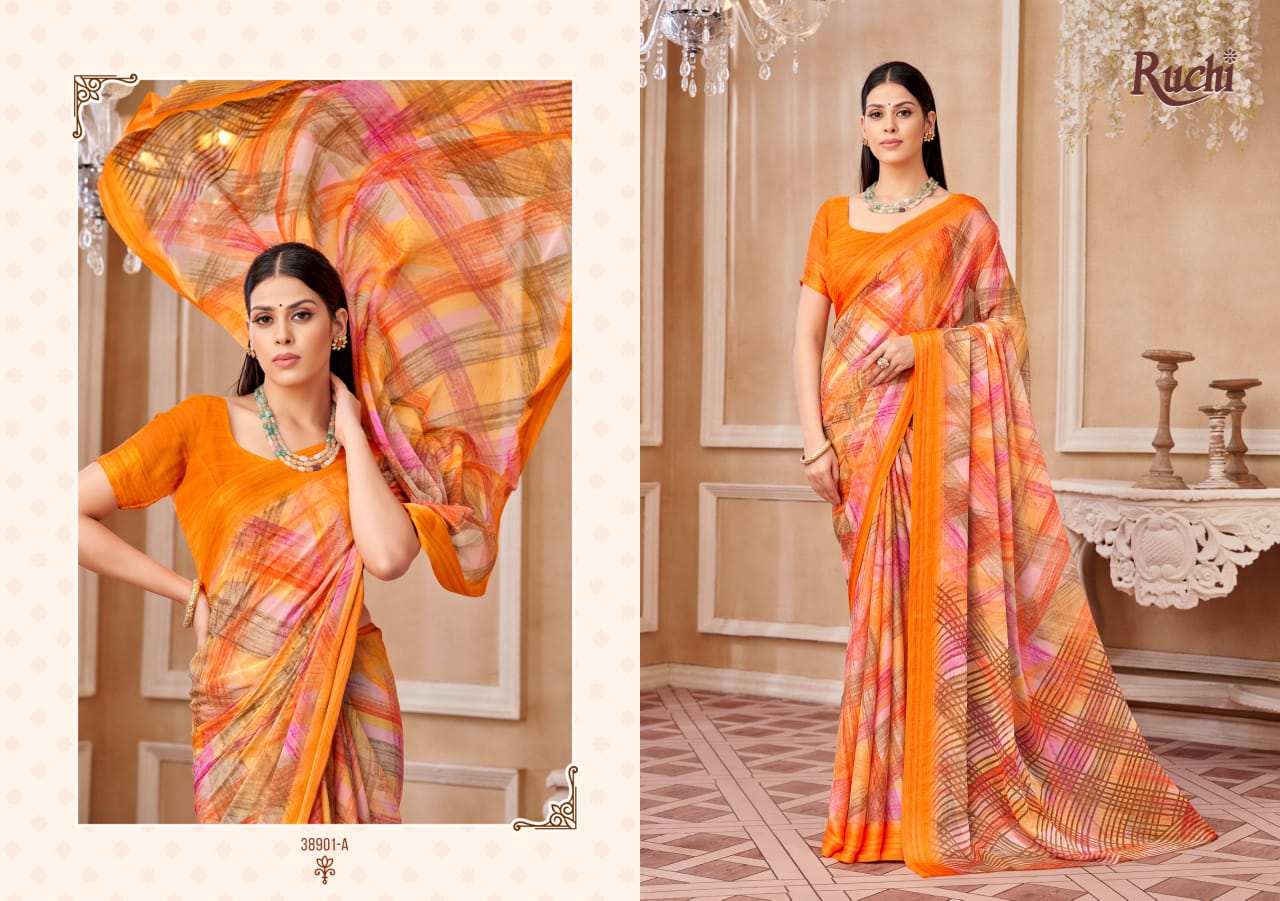 38901A Cherry Vol 42 Ruchi Chiffon Sarees