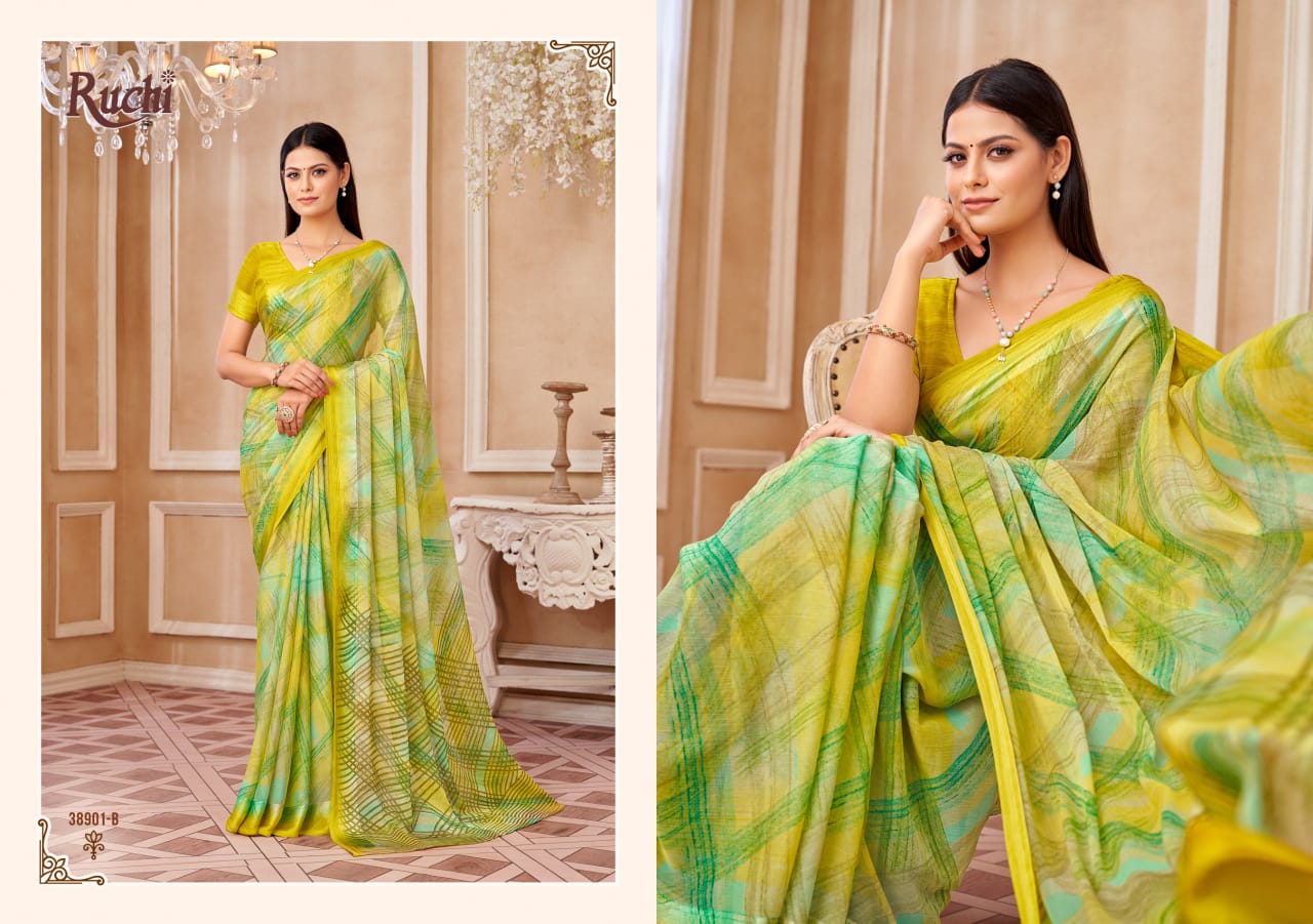 38901B Cherry Vol 42 Ruchi Chiffon Sarees